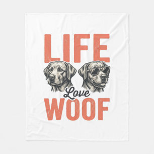 Vintage Life Love Woof Hund Grafikdesign_1 Fleecedecke