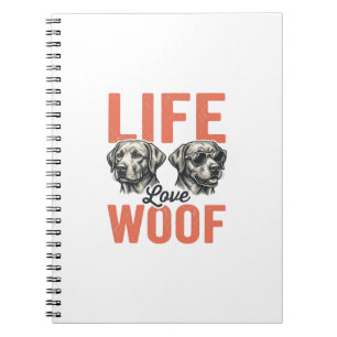 Vintage Life Love Woof Hund Grafikdesign_1 Notizblock