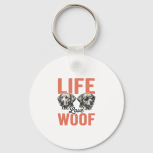 Vintage Life Love Woof Hund Grafikdesign_1 Schlüsselanhänger