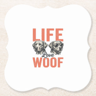 Vintage Life Love Woof Hund Grafikdesign_1 Untersetzer