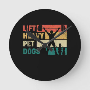 Vintage Lift Heavy Pet Dogs Lustiger Fitness Runde Wanduhr
