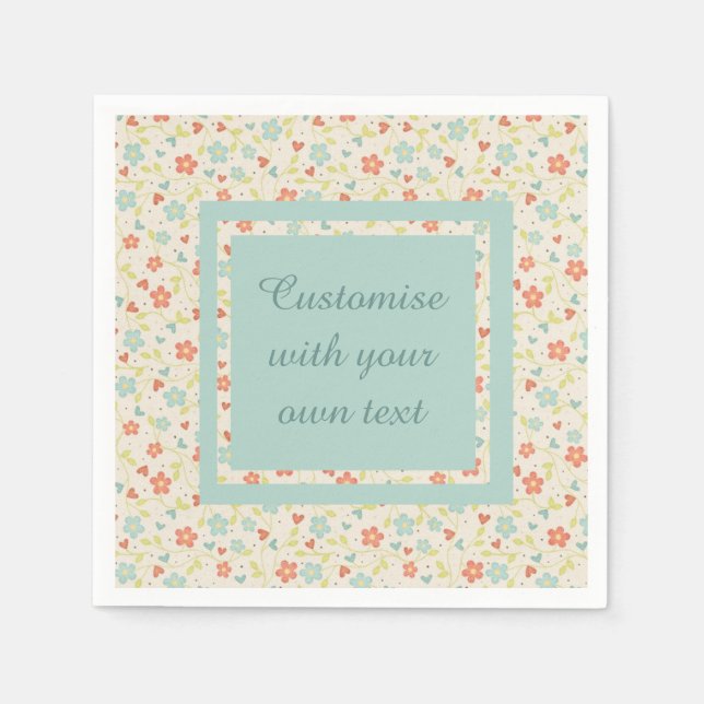 Vintage Light Spring Busy Floral Benutzerdefiniert Serviette (Vorderseite)