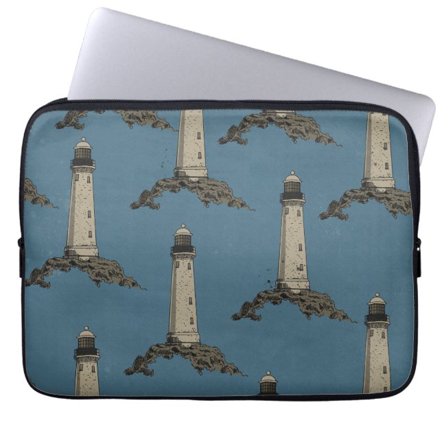 Vintage lighthouse pattern laptopschutzhülle (Vorderseite)