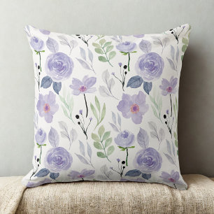 Vintage lila Aquarellmuster-Rose Kissen