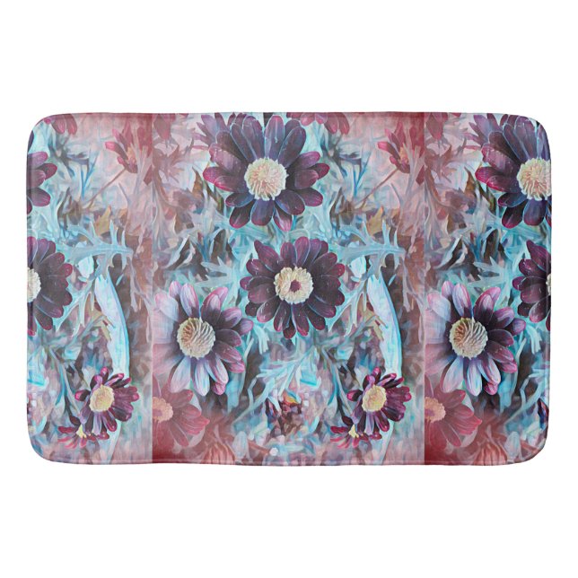 Vintage Lila Blumen-Badmatte Badematte (Vorderseite)