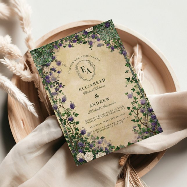 Vintage Lila Blumenhochzeit Einladung (Von Creator hochgeladen)