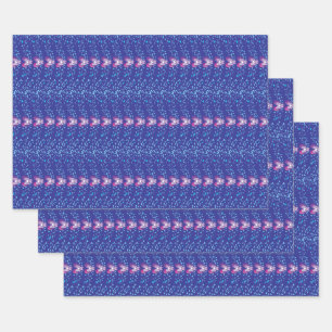 Vintage Lila Blumenmuster Geschenkpapier Set