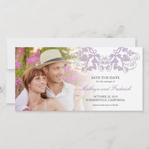 Vintage lila Blumenranken-Foto Save The Date