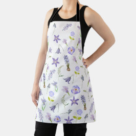 Vintage Lila Blüten Blumen Grün Blätter Boho Schürze