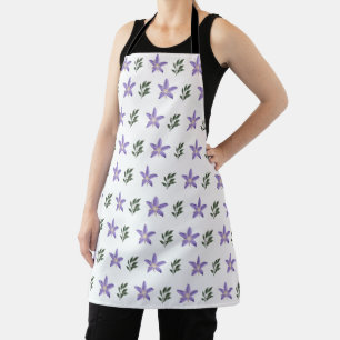 Vintage Lila Blüten Blumen Grün Blätter Boho Schürze