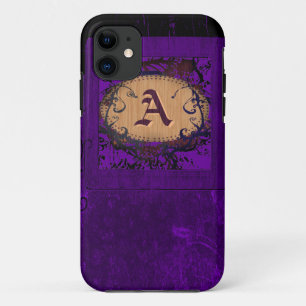 Vintage lila Blüten und Monogramm A Case-Mate iPhone Hülle