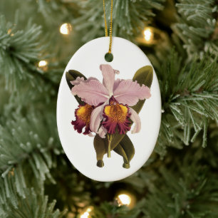 Vintage Lila Cattleya Orchid, tropische Blume Keramikornament