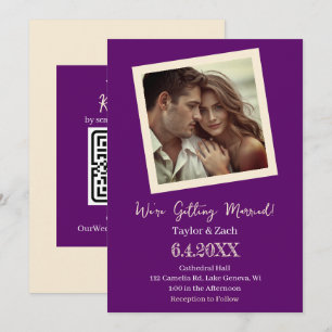 Vintage Lila & Creme Retro-Foto-Hochzeit Einladung