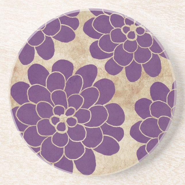 Vintage Lila Dahlia Floral Wedding Untersetzer (Vorne)
