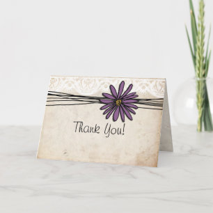 Vintage Lila Daisy Wedding Vielen Dank Dankeskarte