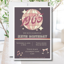 Vintage lila Einladung 1965 zum 60. Geburtstag