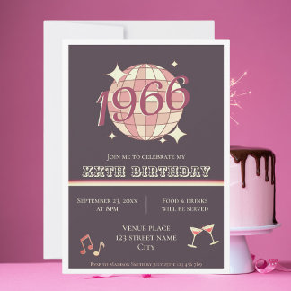 Vintage lila Einladung 1966 zum 60. Geburtstag