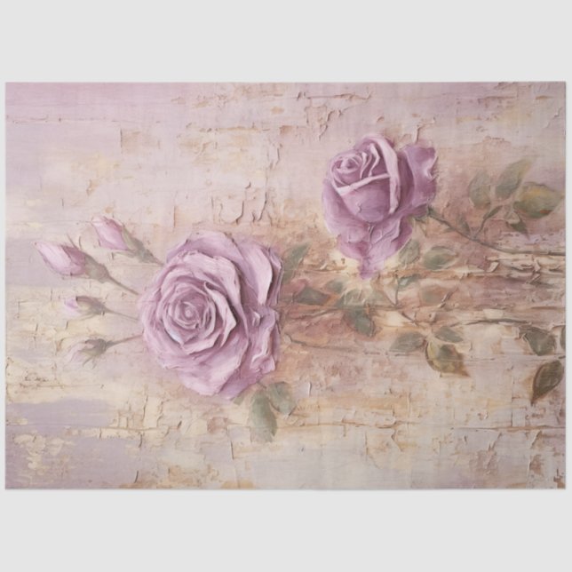 Vintage lila englische Rose Barockstil Seidenpapier (Vorderseite)