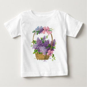 Vintage lila Flieder-antiker Blumen-Blumenstrauß Baby T-shirt
