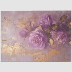 Vintage lila französische Rose Goldfolienmauer Seidenpapier