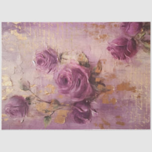 Vintage lila französische Rose Goldfolienmauer Seidenpapier