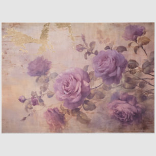 Vintage lila französische Rose Goldfolienmauer Seidenpapier