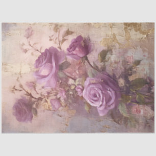 Vintage lila französische Rose Goldfolienmauer Seidenpapier