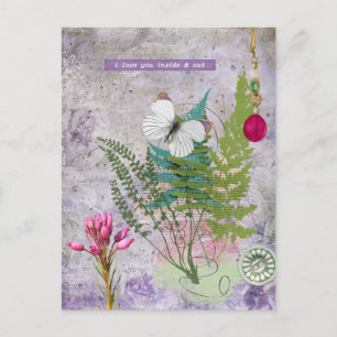 Vintage Lila Garten Postkarte