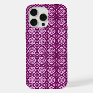 Vintage lila geometrisches Blumenmuster iPhone 15 Pro Max Hülle
