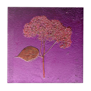 Vintage Lila Gold Metallische Hortensien-Blüten Fliese