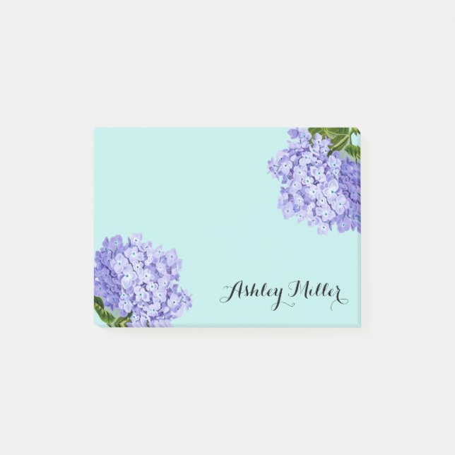 Vintage Lila Hydrangea-Monogramm Post-it Klebezettel (Vorderseite)