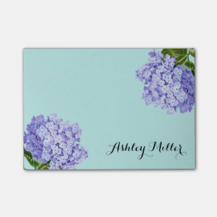 Vintage lila Hydrangea-Notizzettel mit Monogramm Post-it Klebezettel