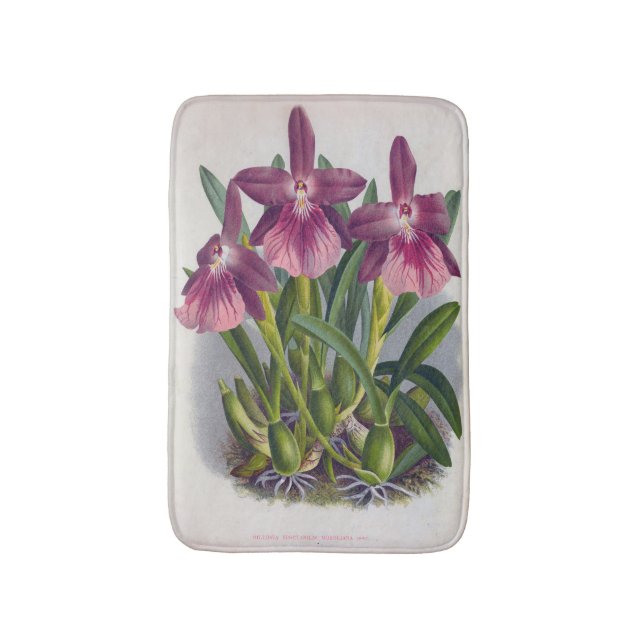 Vintage Lila Lady Orchids Miltonia Spectabilis Badematte (Vorderseite Vertikal)