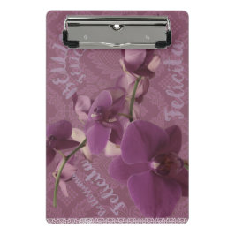Vintage lila Orchidee Mini Klemmbrett