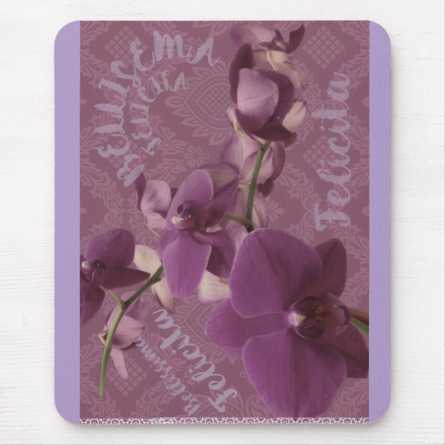 Vintage lila Orchidee Mousepad (Vorne)