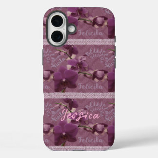 Vintage lila Orchideen-Handyhülle iPhone 16 Plus Hülle