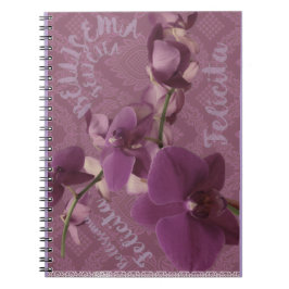 Vintage lila Orchideen-Spiral-Fotobuch Notizblock