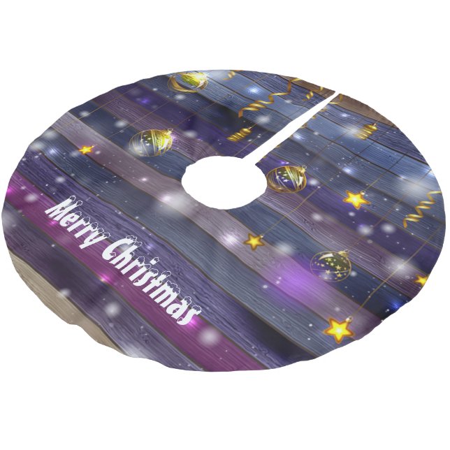 Vintage Lila Polyester Weihnachtsbaumdecke (Schrägansicht)