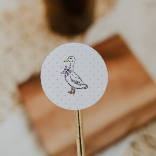 Vintage Lila Punkte Gans Baby-Party Runder Aufkleber