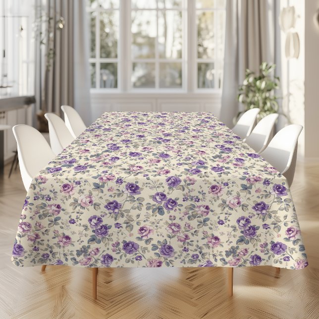 Vintage Lila Rosa Blumenmuster  Tischdecke (Von Creator hochgeladen)