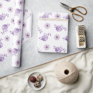 Vintage Lila Rosa Blüten Blumen Boho   Geschenkpapier