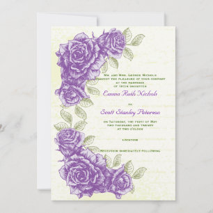 Vintage lila Rose individuelle Hochzeitseinladung Einladung