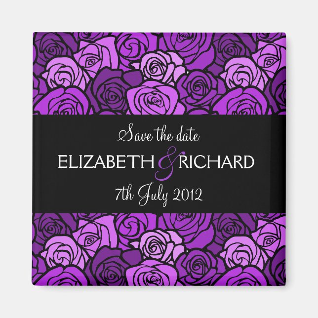 Vintage lila Rose "Save the Date" Magnet (Vorne)
