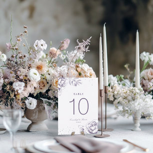 Vintage Lila Rosen Glitter Hochzeitstisch Nummer Tischnummer
