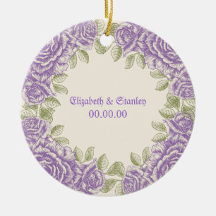 Vintage lila Rosen Hochzeit Keramik Ornament