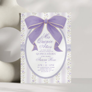 Vintage Lila-Schleife Quinceanera Mis Quince Gebur Einladung