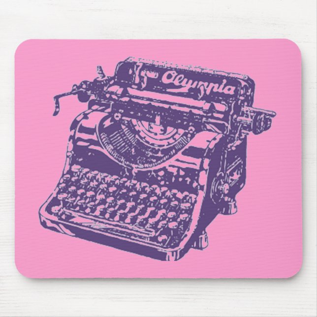 Vintage Lila Schreibmaschine Mousepad (Vorne)