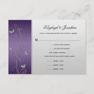 Vintage Lila Silberblütenschmetterlinge UAWG RSVP Karte