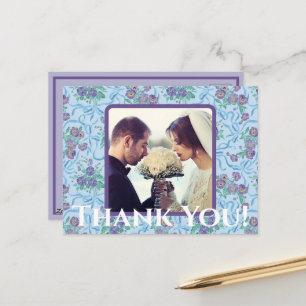 Vintage Lila Stiefmütterchen Ribbons Light Blue Postkarte