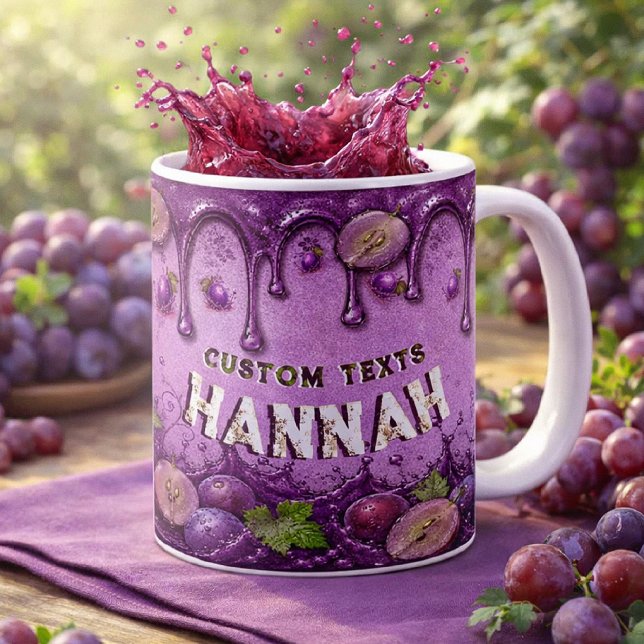 Vintage-Lila-Trauben-Frucht-Geschenk mit individue Kaffeetasse (Von Creator hochgeladen)